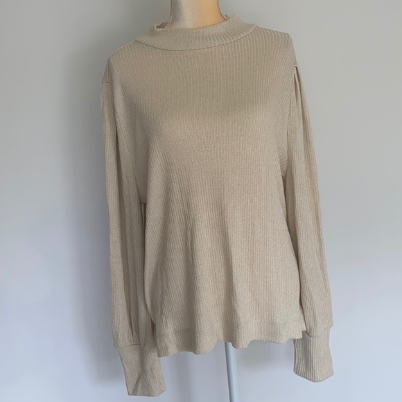 LOFT Tops - shimmer ribbed mock neck top XXL